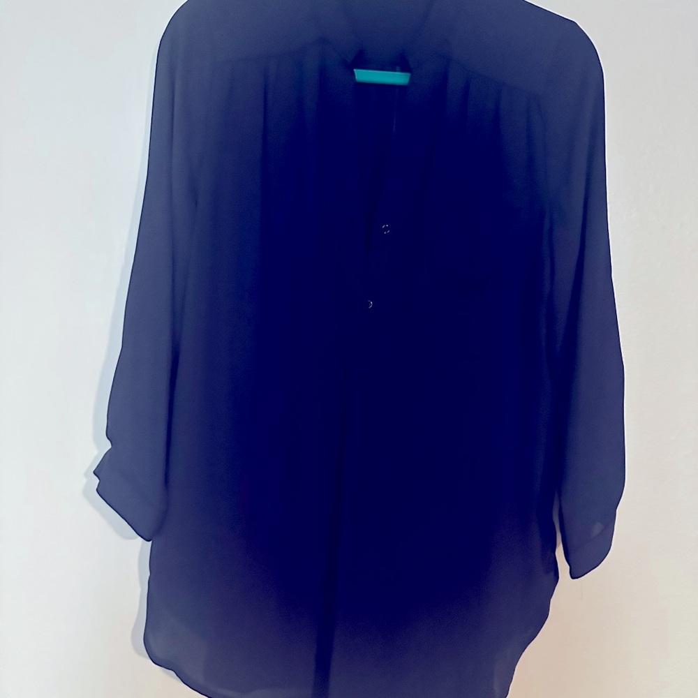 Silky button up long sleeve top in size M.
